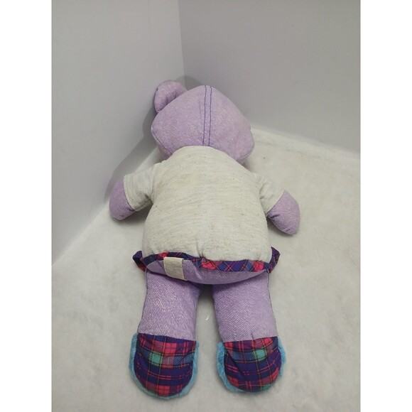 VINTAGE 1996 Doodle Bear Tyco Purple Teddy Plaid Outfit 90s - Picture 2 of 7